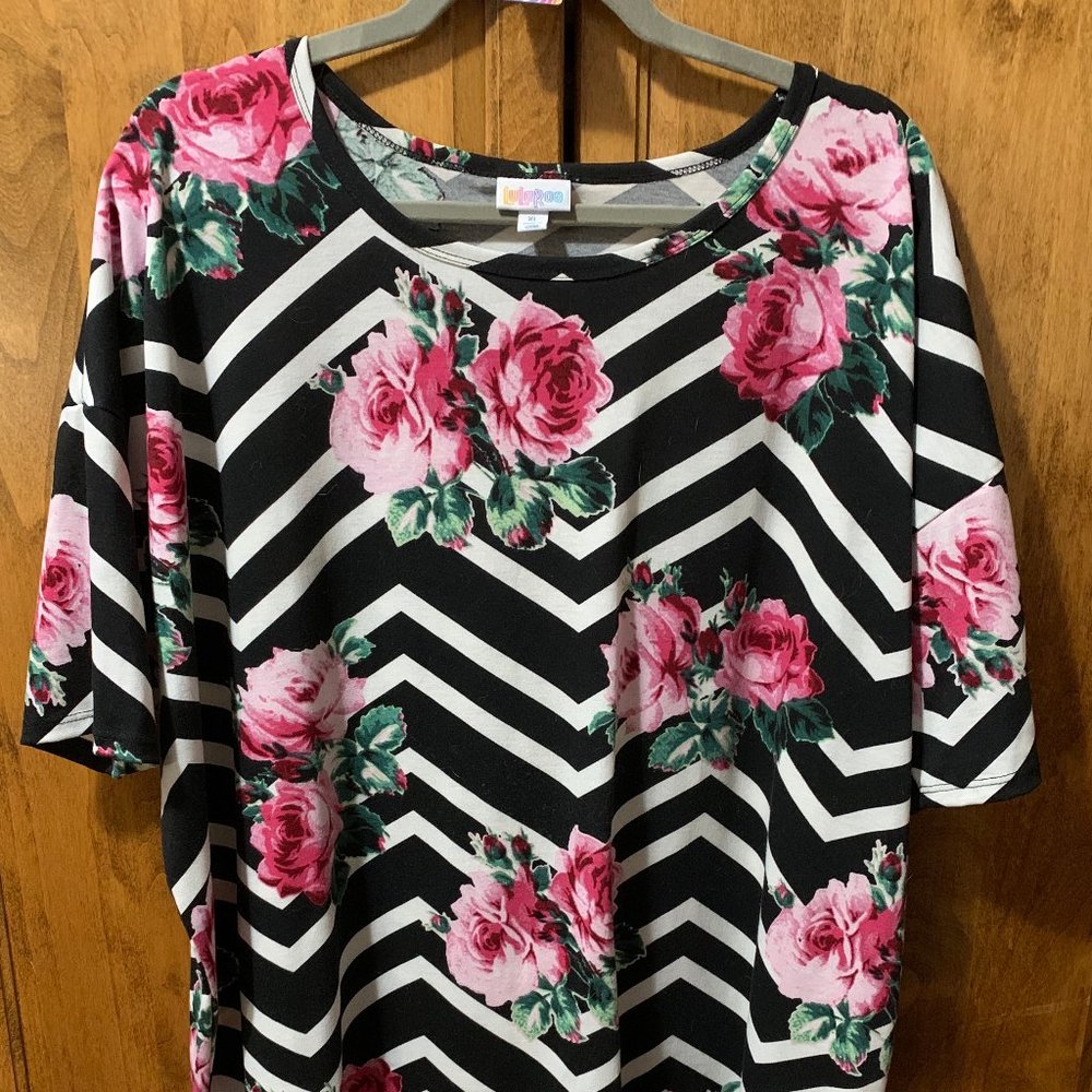 Black and White Chevron and Roses Dress Shirt